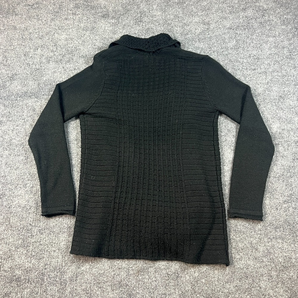 Keren Hart Cardigan Sweater Women Medium Black Cozy Knit Shawl Collar Open Front - Picture 11 of 11